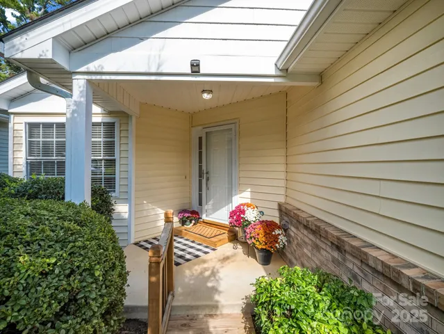 a view of a porch with a bench