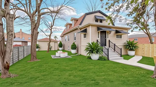 a front view of a house with garden