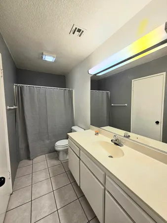 a bathroom with a sink a toilet and mirror