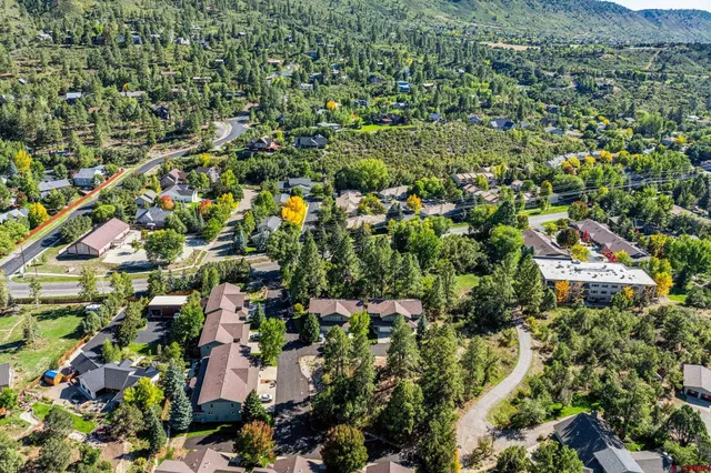 a view of a city with mountains in the background