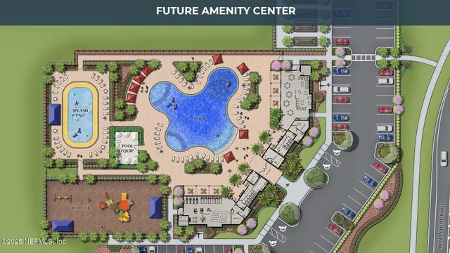 a view of a swimming pool with outdoor seating