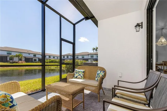 a balcony with chairs
