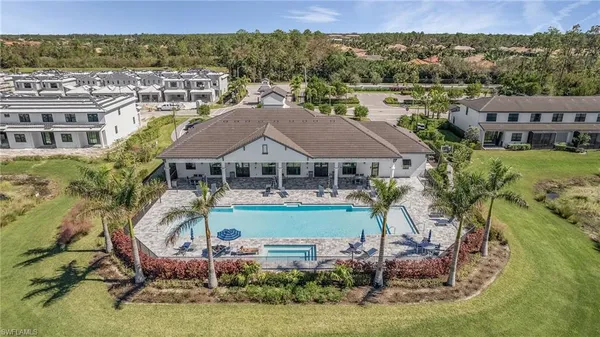 an aerial view of a house with a garden