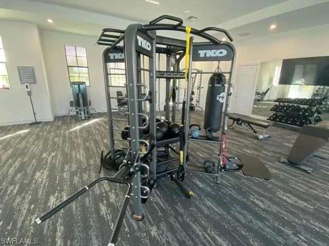 a view of a room with gym equipment