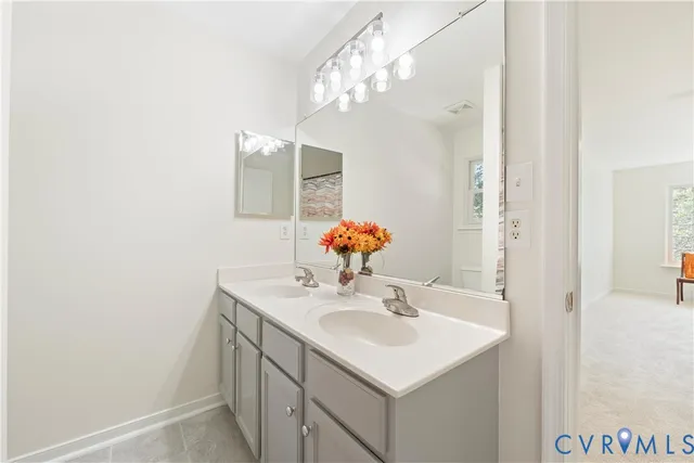 a bathroom with a shower curtain