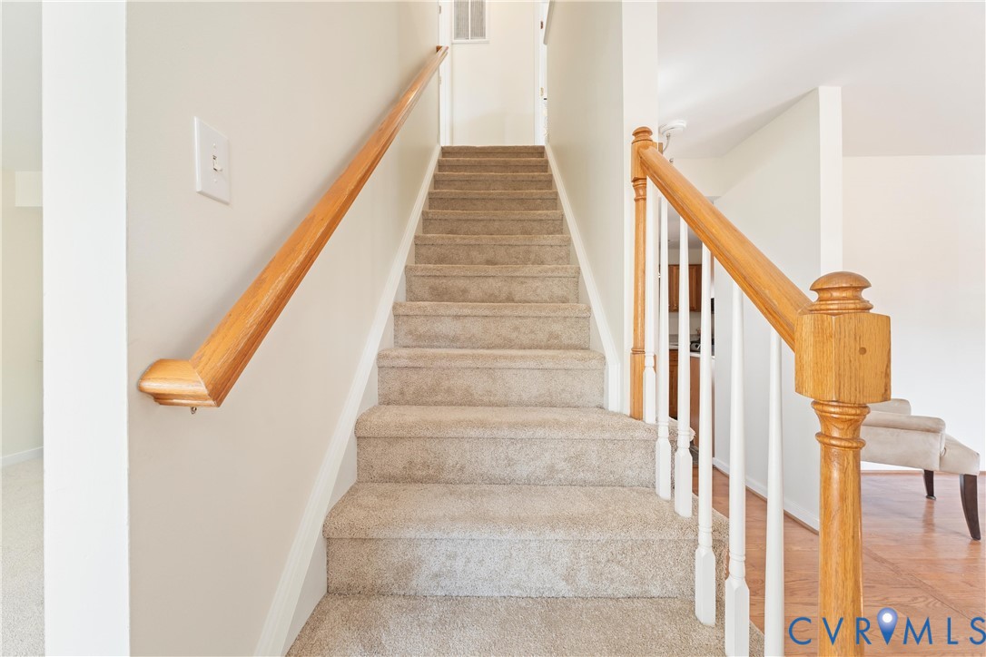 3908 Trickling Brook Drive Henrico, VA 23228 - Photo 7 of 47 Staircase with carpet