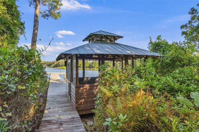 a view of a lake with a mountain in the background