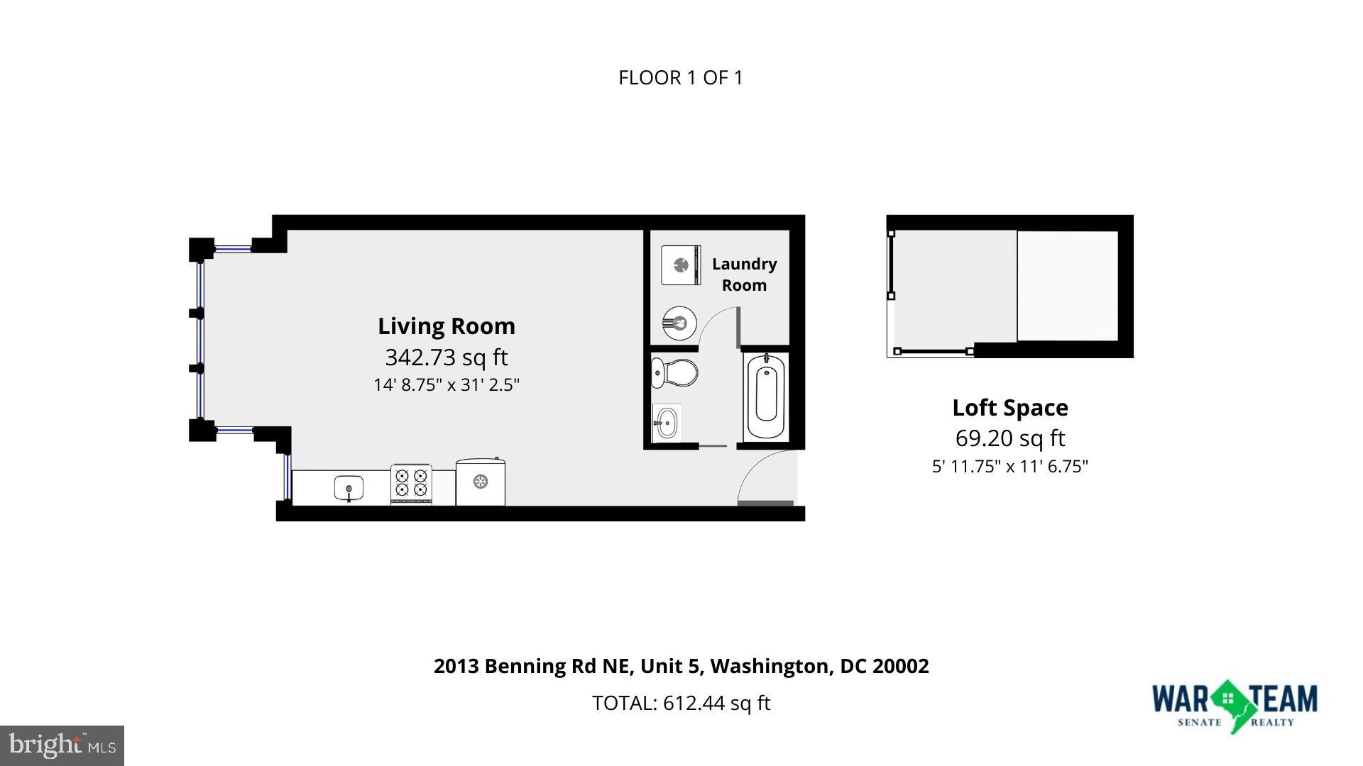 2013 Benning Road Northeast, Unit 5 Washington, DC 20002 - Photo 15 of 15 Unit 5 Floorplan