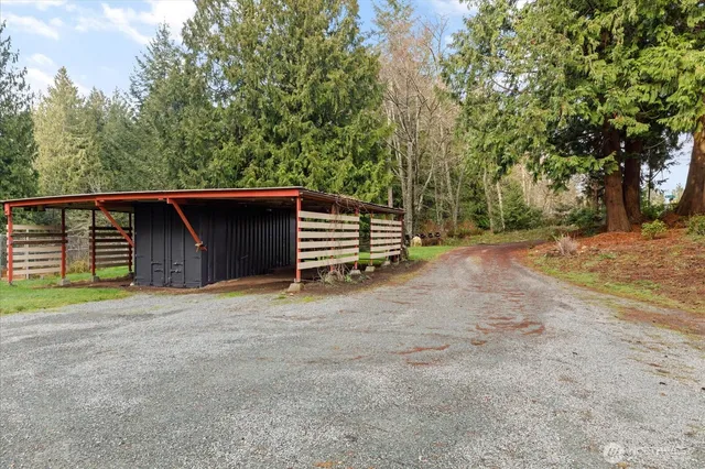 a view of a lake with a house
