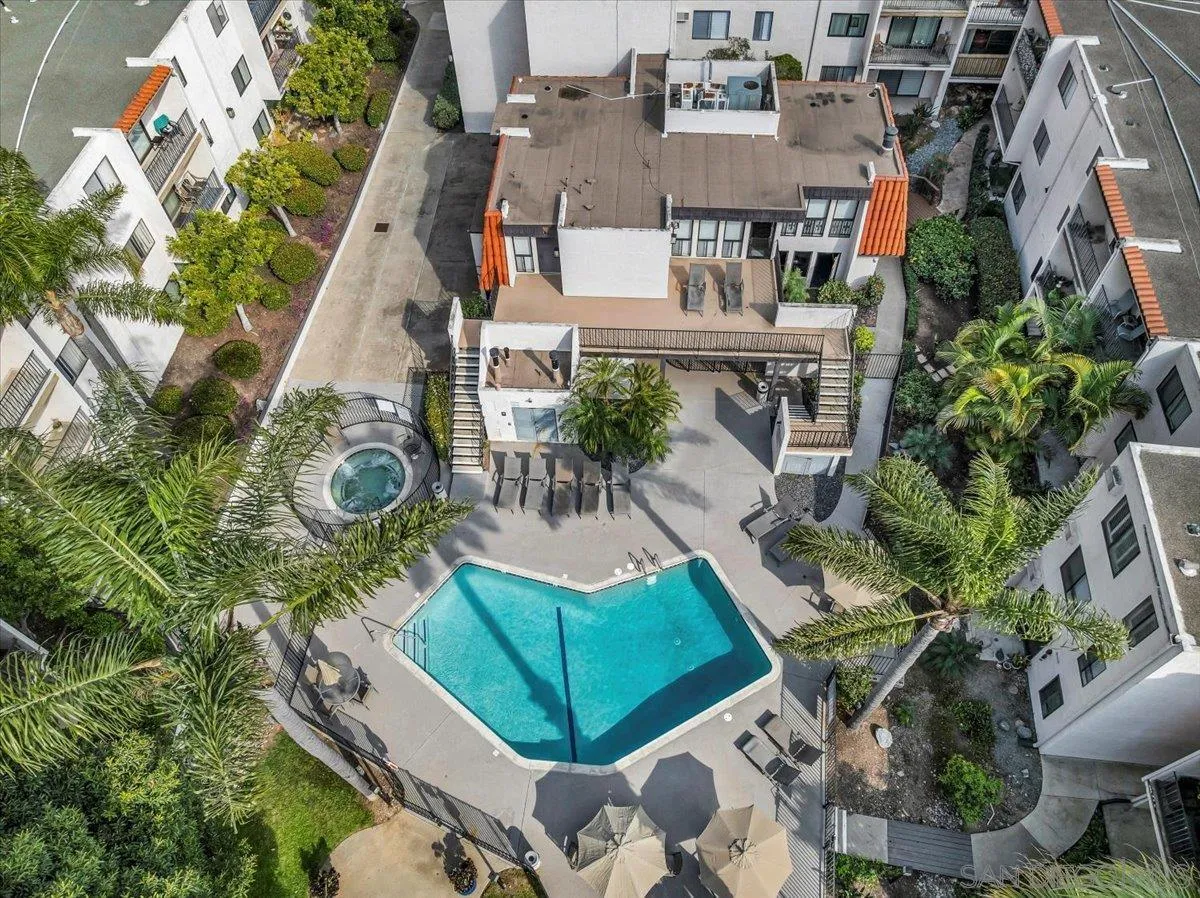 6780 Friars Road, Unit 214 San Diego, CA 92108 - Photo 3 of 23 an aerial view of residential houses with outdoor space