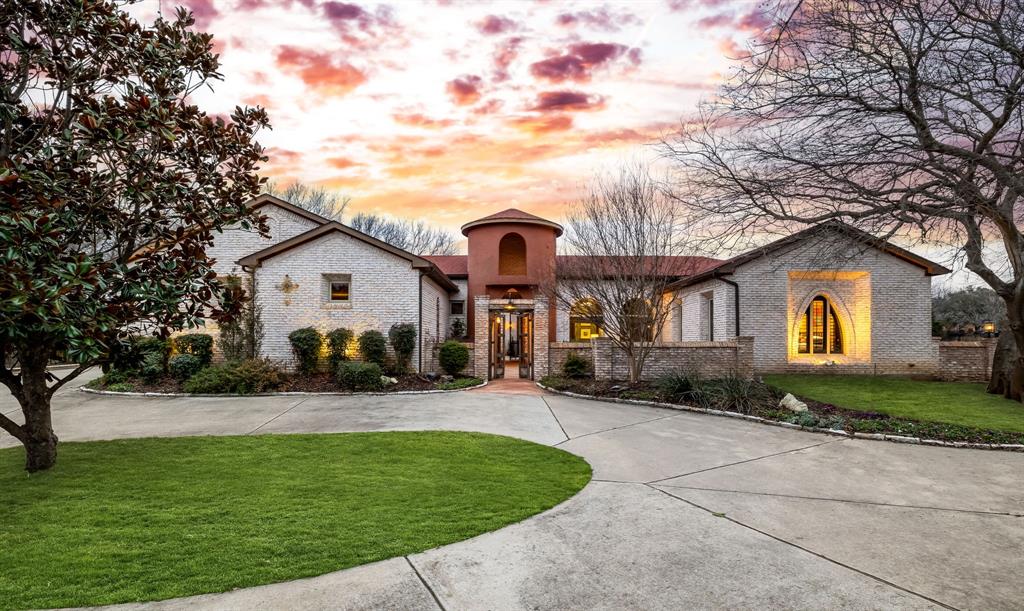 a front view of a house with patio