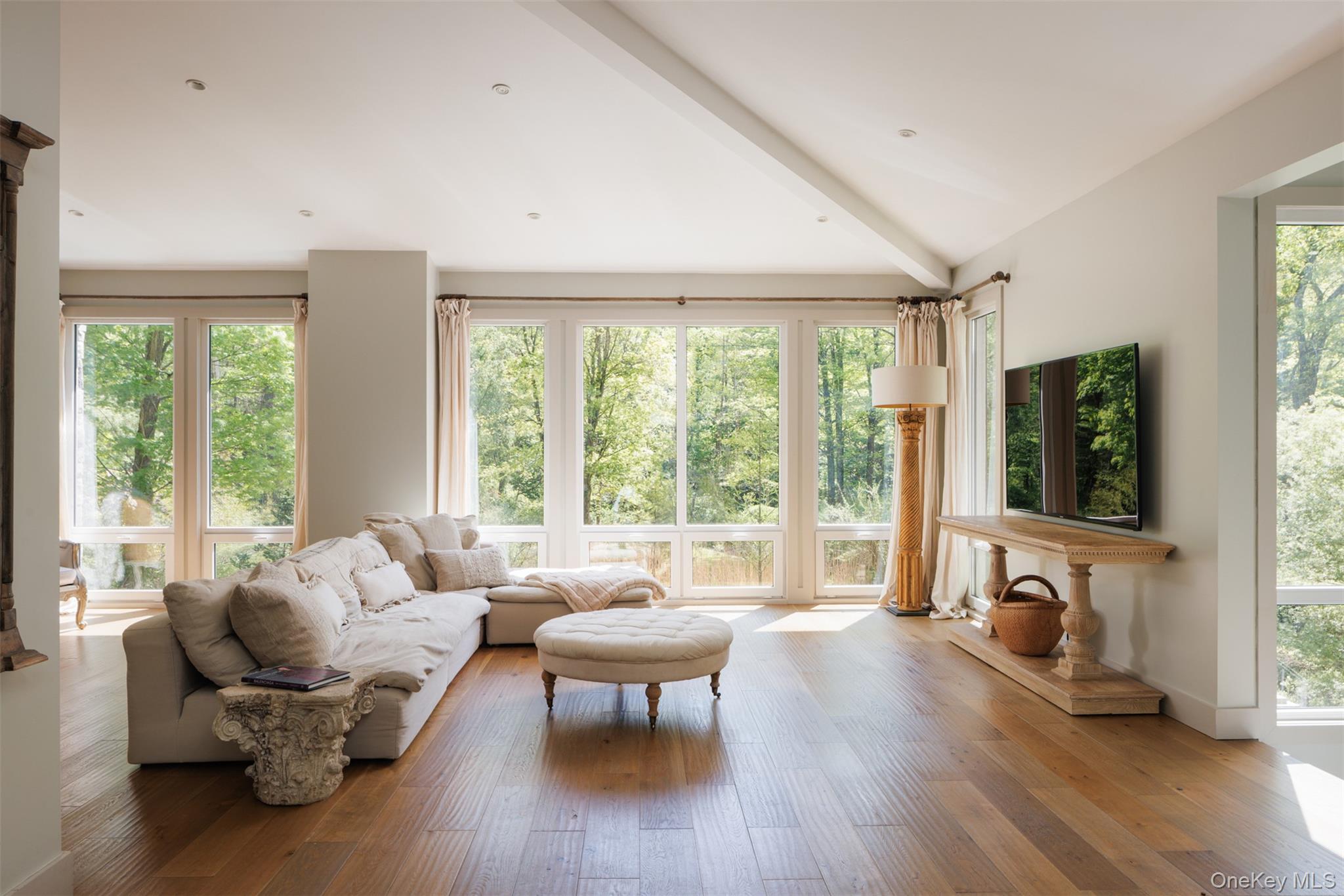 320 Long Hill Road Hopewell Junction, NY 12533 - Photo 10 of 42 a living room with furniture floor to ceiling window hardwood floor and a flat screen tv