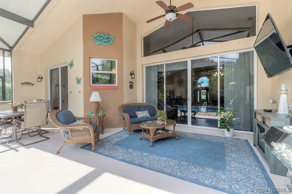 a living room with furniture