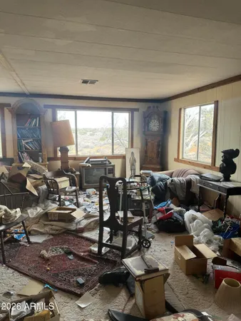 a bedroom with furniture and a window