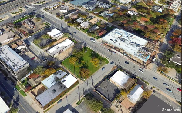 an aerial view of a city