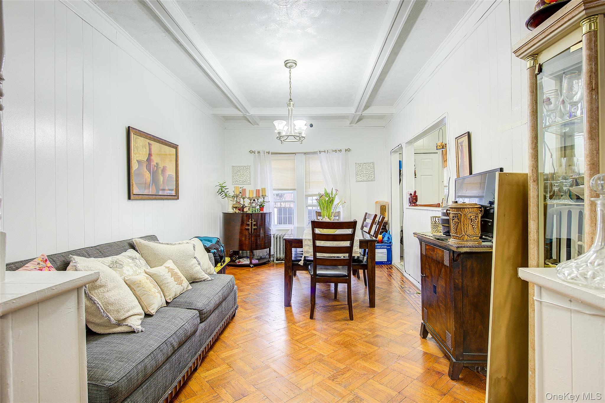 9 Adler Place Brooklyn, NY 11208 - Photo 7 of 19 a living room with fireplace furniture and a chandelier