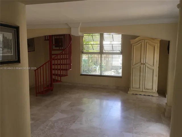 a room with a chandelier