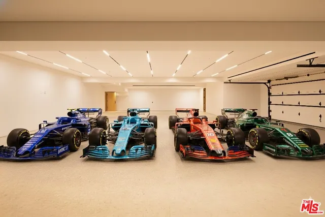 an aerial view of a house with a garden