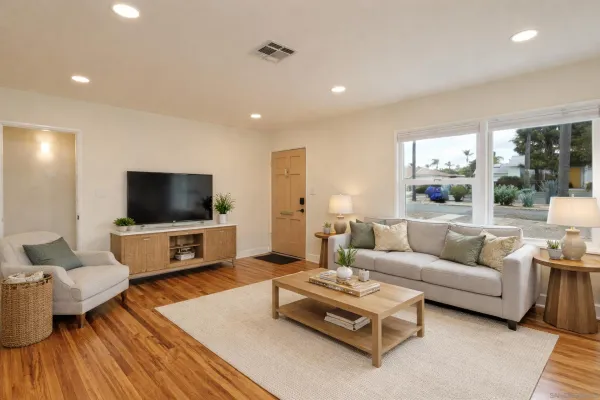 a living room with furniture and a flat screen tv
