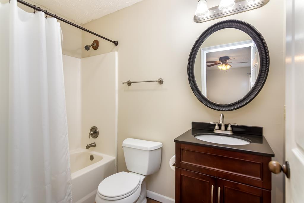 65 Ivy Ridge Ellijay, GA 30536 - Photo 15 of 28 a bathroom with a sink a mirror a toilet and a shower
