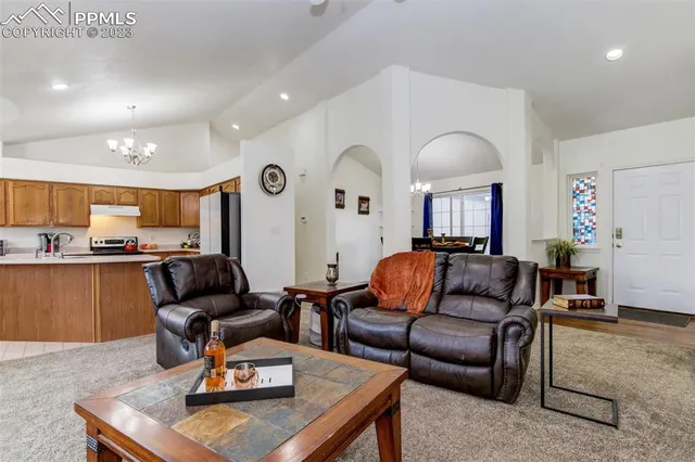 a living room with furniture