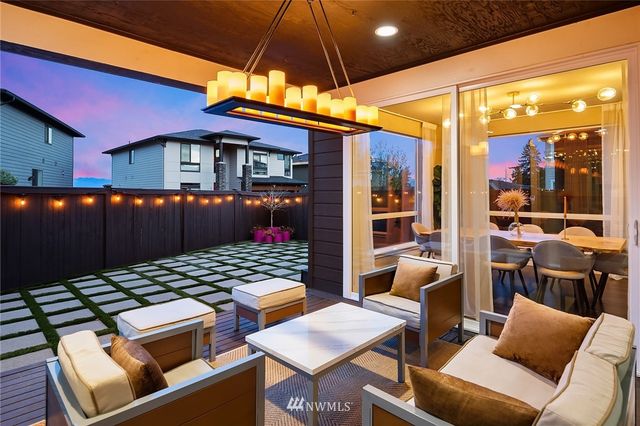 a outdoor space with wooden floor