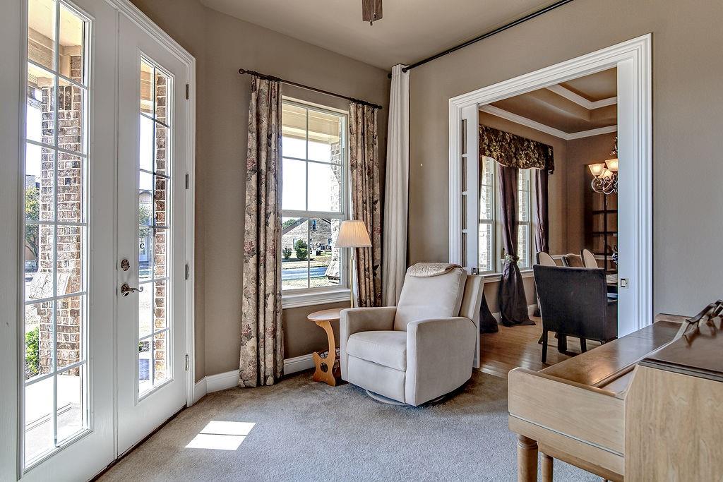 117 Citation Drive Cresson, TX 76035 - Photo 26 of 40 Sitting room with carpet, a chandelier, and french doors