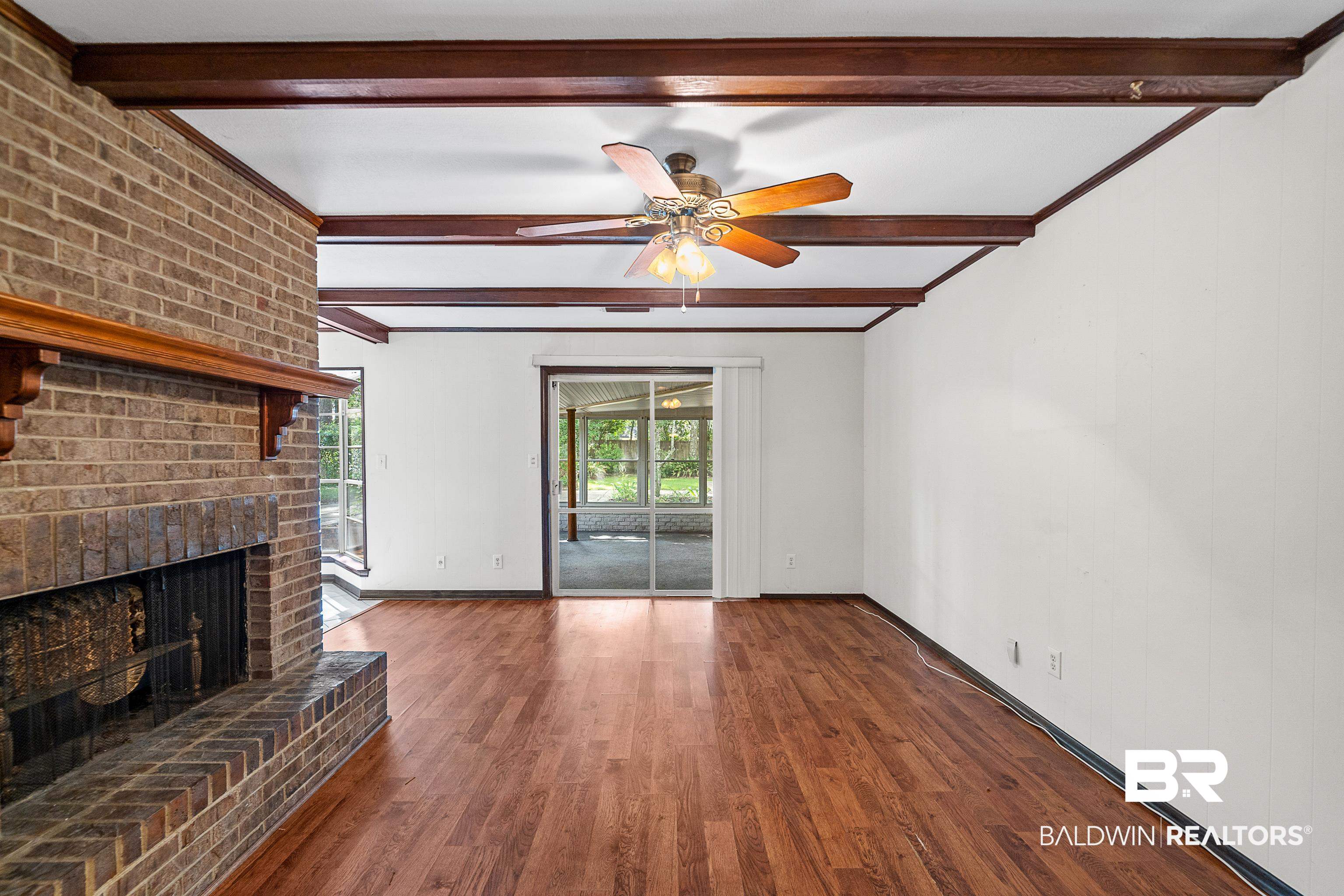 2308 Lantern Lane West Mobile, AL 36693 - Photo 8 of 29 Family Room with Beams and Fireplace