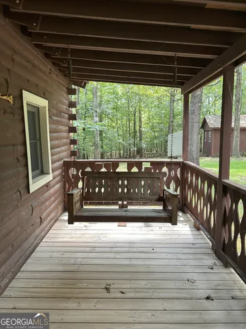 a outdoor space with wooden floor