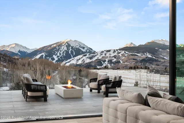 a roof deck with couches and potted plants