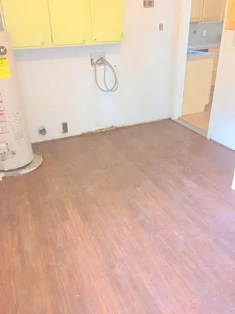 a view of a room with racks on the wall