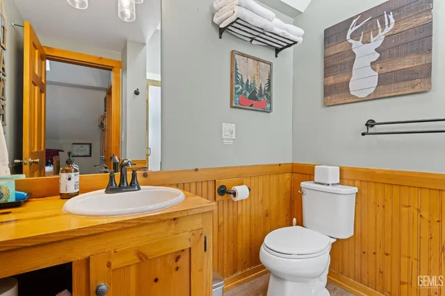 a bathroom with a toilet a sink and mirror