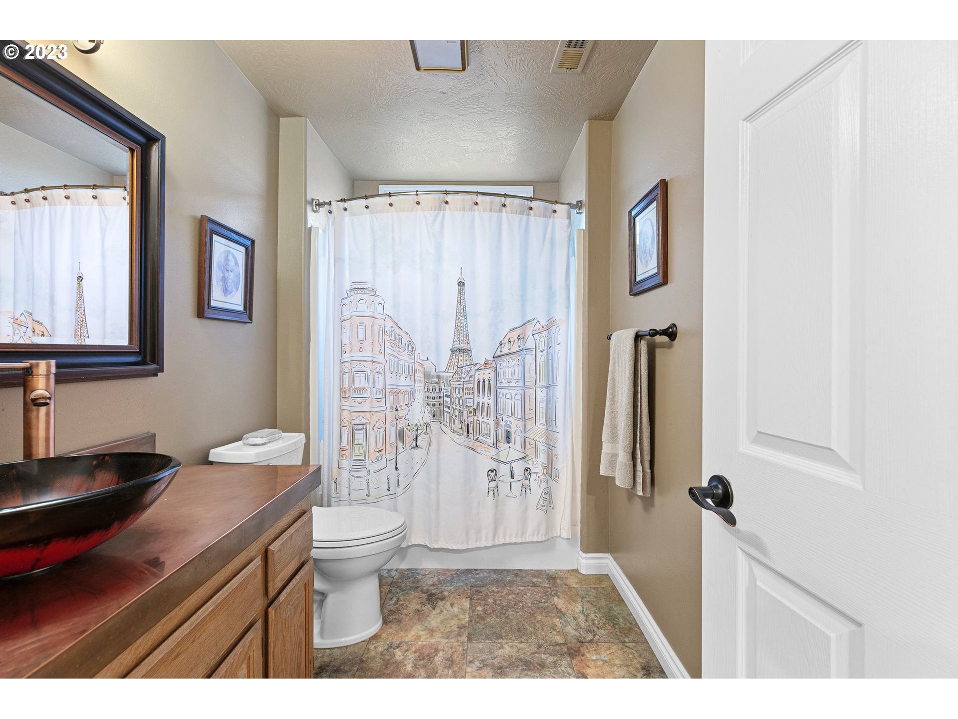 184 73rd Place Springfield, OR 97478 - Photo 34 of 48 a bathroom with a granite countertop sink toilet and shower