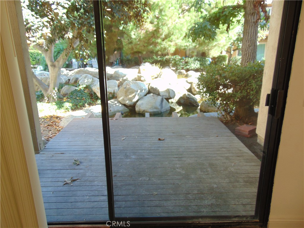 a view of a glass door