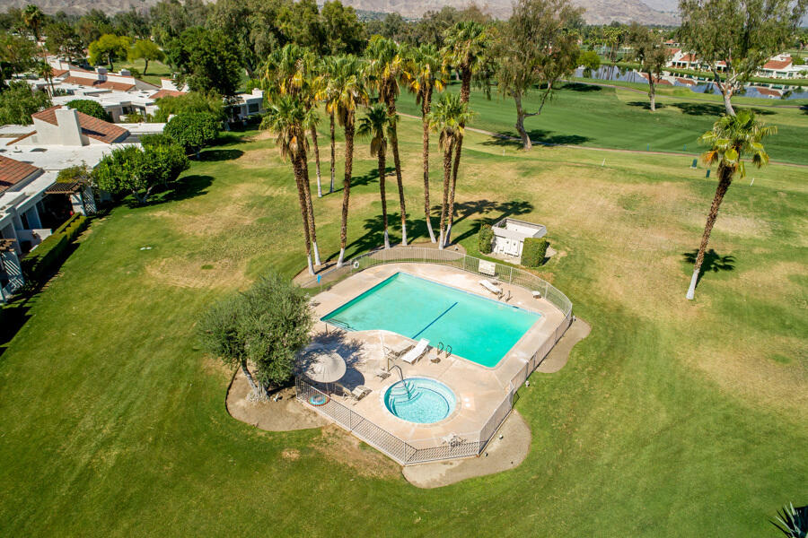 723 Inverness Drive Rancho Mirage, CA 92270 - Photo 36 of 49 an aerial view of a house with yard swimming pool and outdoor seating