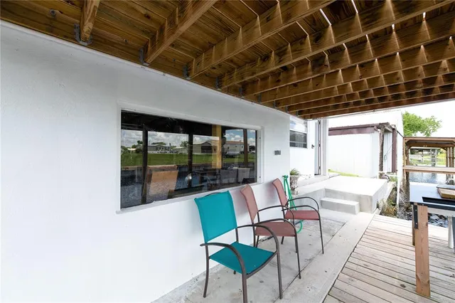 a outdoor space with a large window