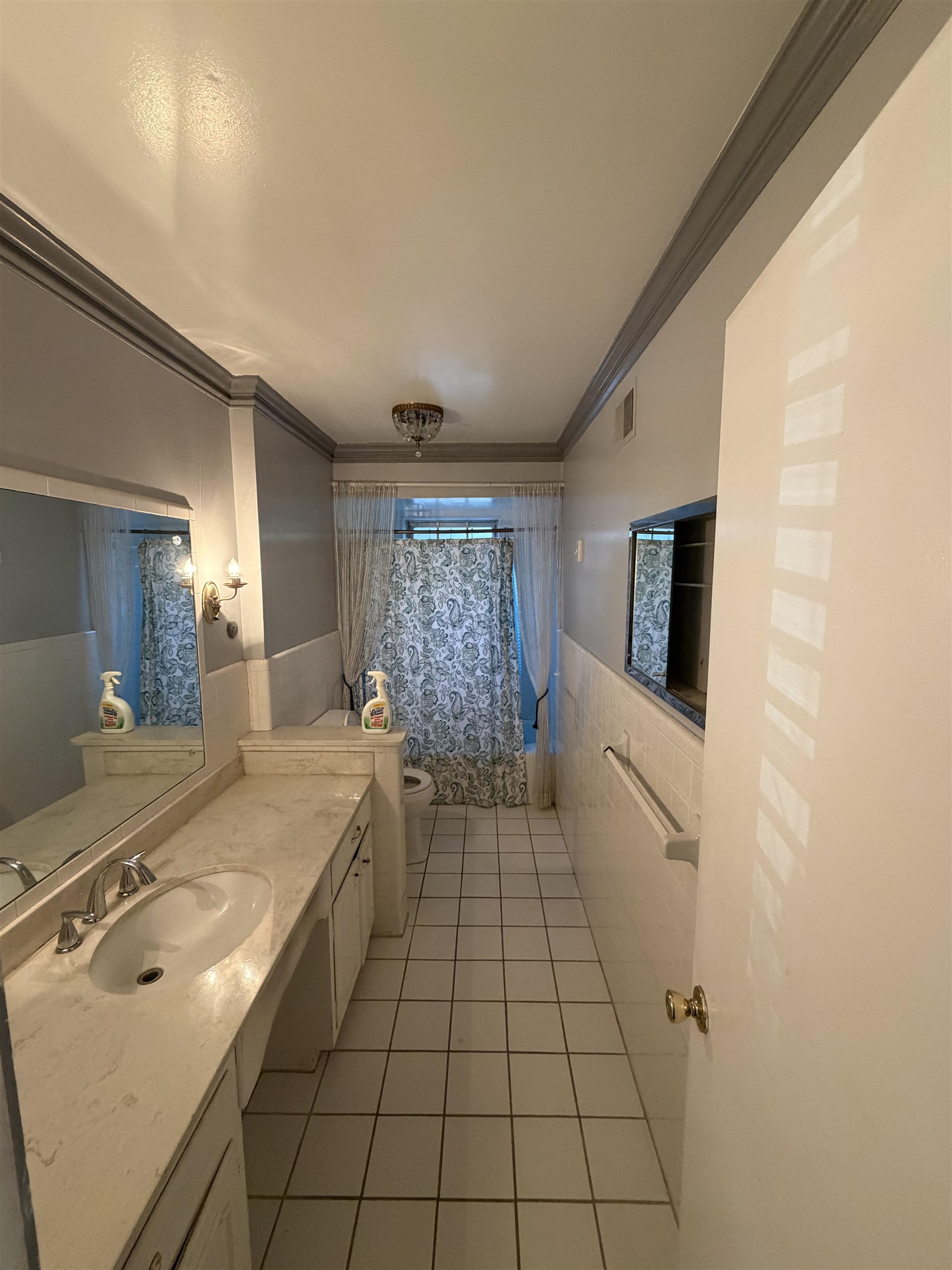 1917 Finley Road Memphis, TN 38116 - Photo 6 of 8 a spacious bathroom with a granite countertop sink a toilet a mirror and bathtub