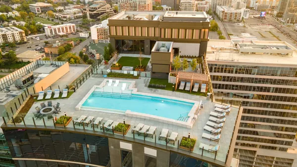 a view of a balcony with a couch