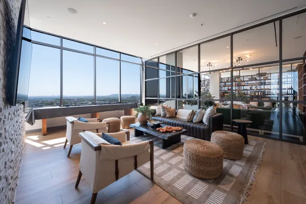 a living room with furniture