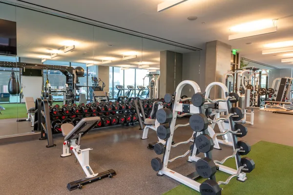 a view of a room with gym equipment