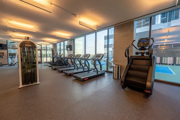a view of a room with gym equipment