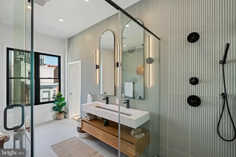 a city view with tall buildings