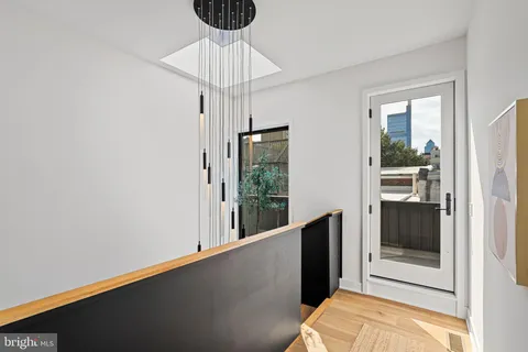 a city view with tall buildings