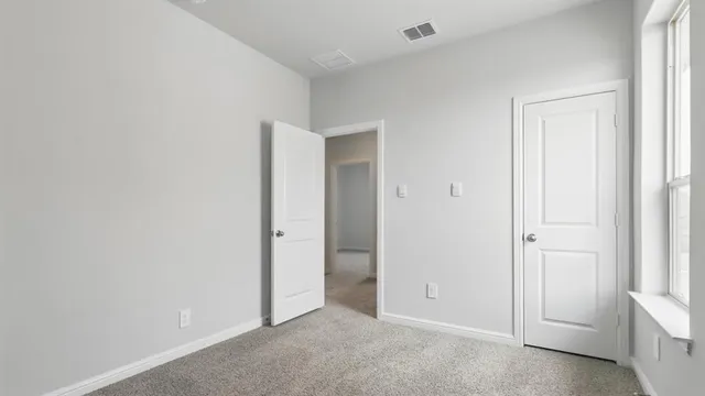 a view of a small space with a window