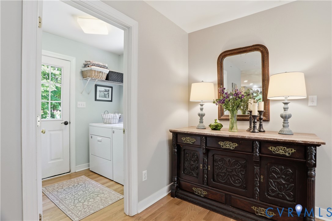 1570 Rock Castle Road Goochland, VA 23063 - Photo 11 of 53 Laundry area with wood floors, a full-light entry
