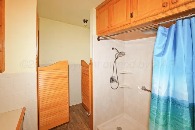 a bathroom with a shower