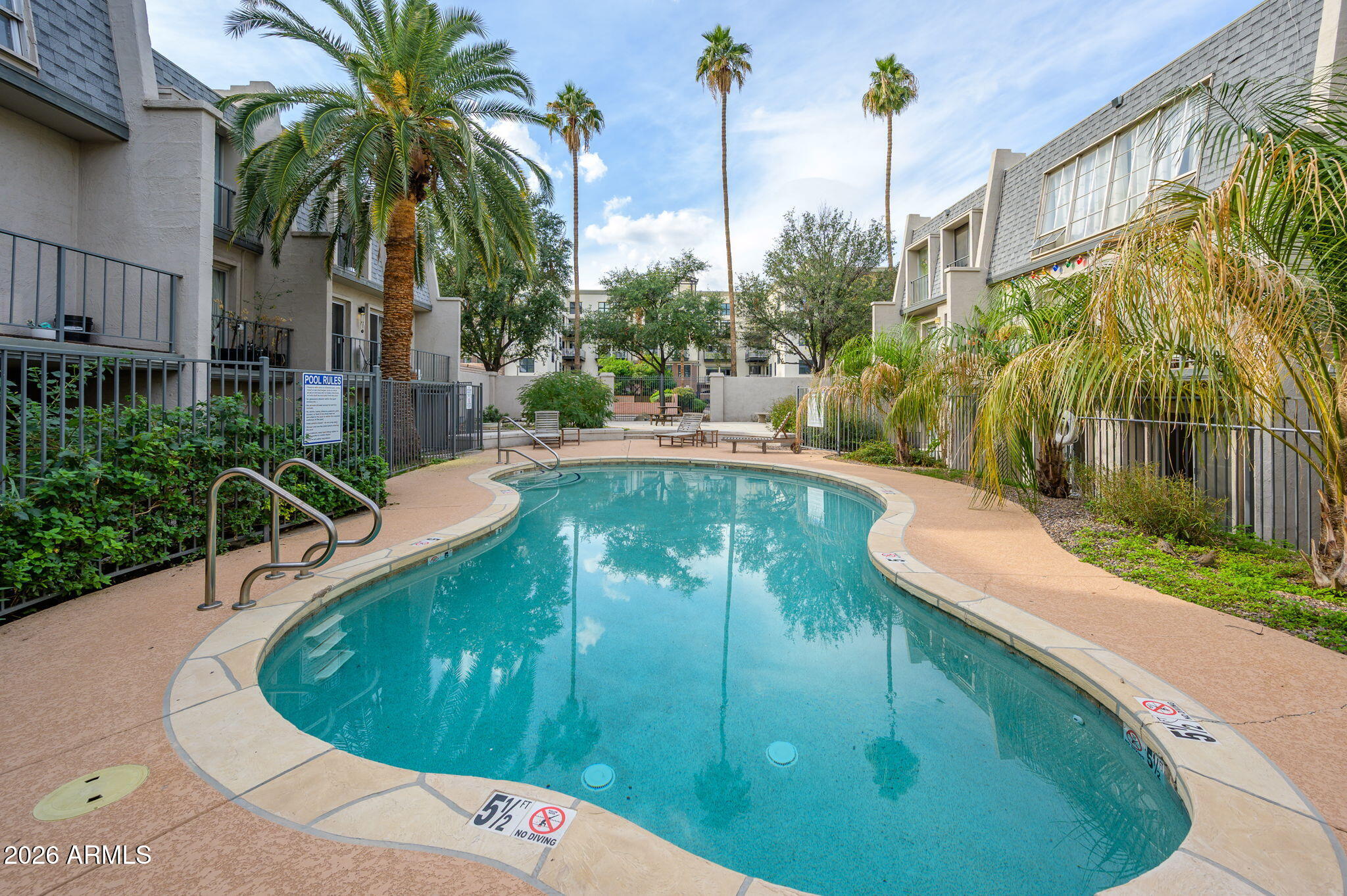 1004 East Osborn Road, Unit B Phoenix, AZ 85014 - Photo 17 of 22 a view of a swimming pool with a yard and plants