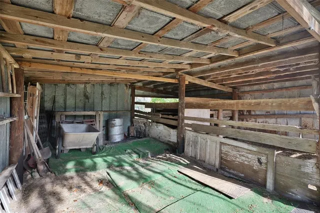 a storage room with washing machine