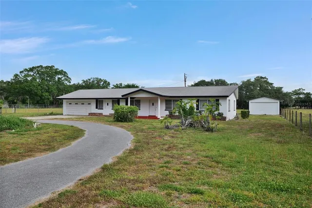 a front view of a house with yard and garage