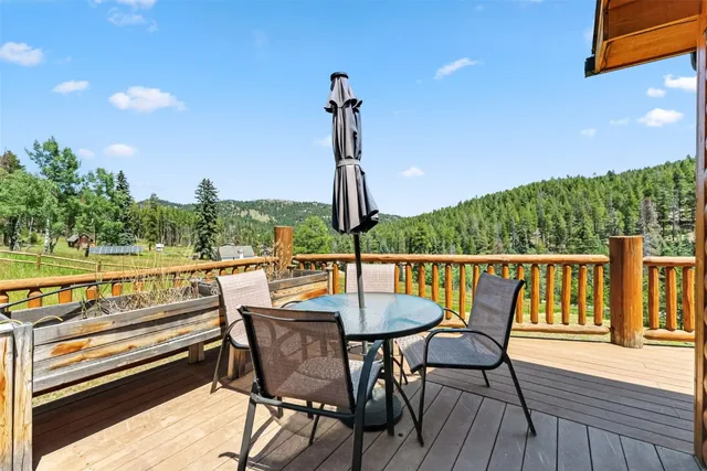a balcony with furniture